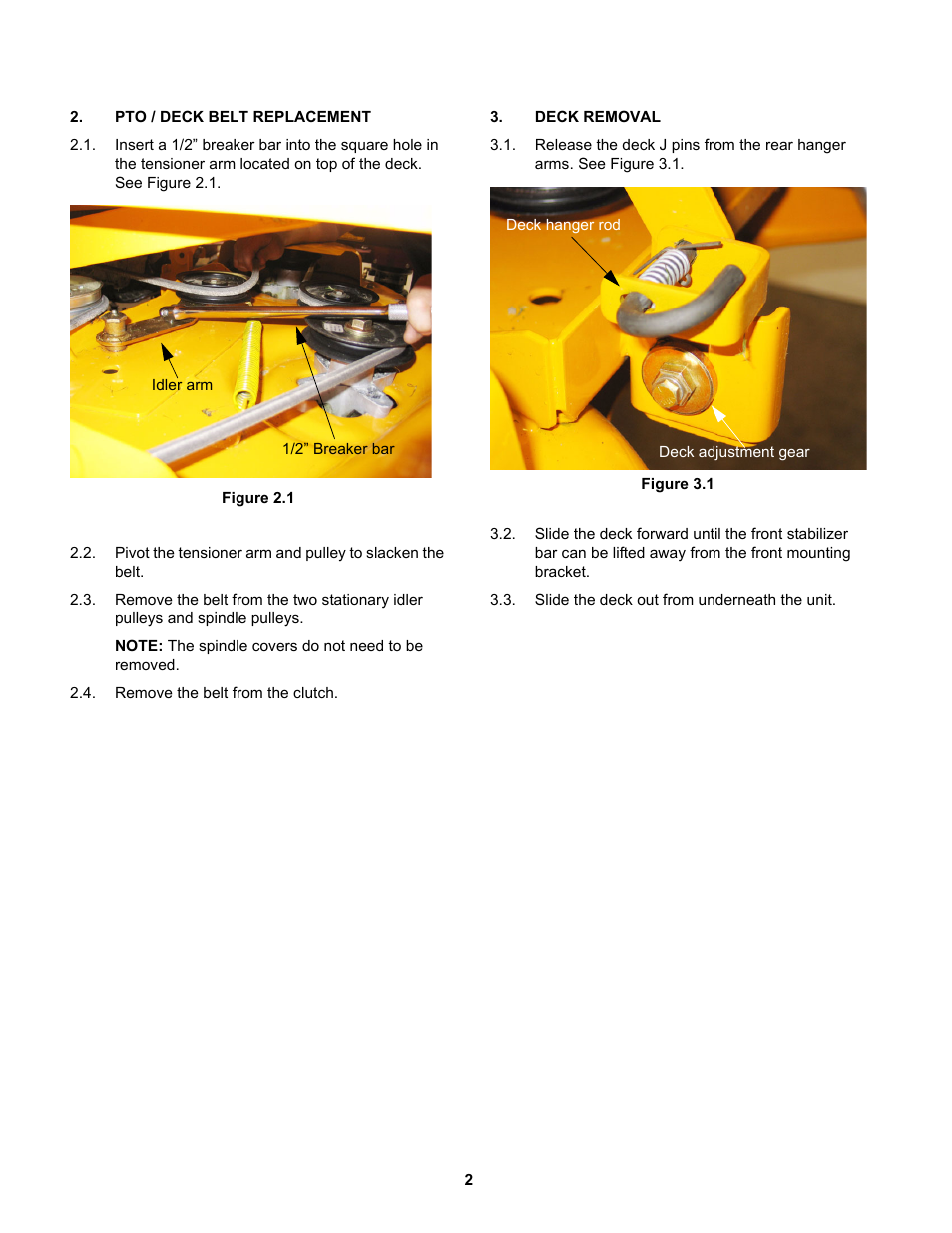 Pto / deck belt replacement, Deck removal | Cub Cadet RZT 22 User Manual | Page 6 / 30