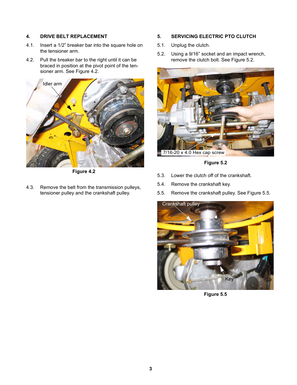 Drive belt replacement, Servicing electric pto clutch | Cub Cadet RZT 22 User Manual | Page 7 / 30