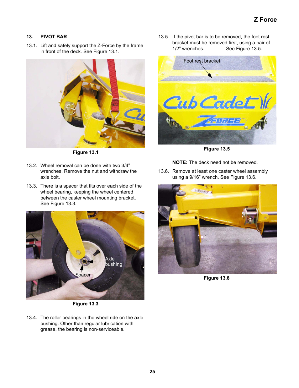Pivot bar, Z force | Cub Cadet Z-Force Series User Manual | Page 29 / 34