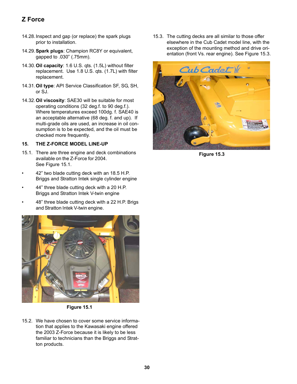 The z-force model line-up, Z force | Cub Cadet Z-Force Series User Manual | Page 34 / 34