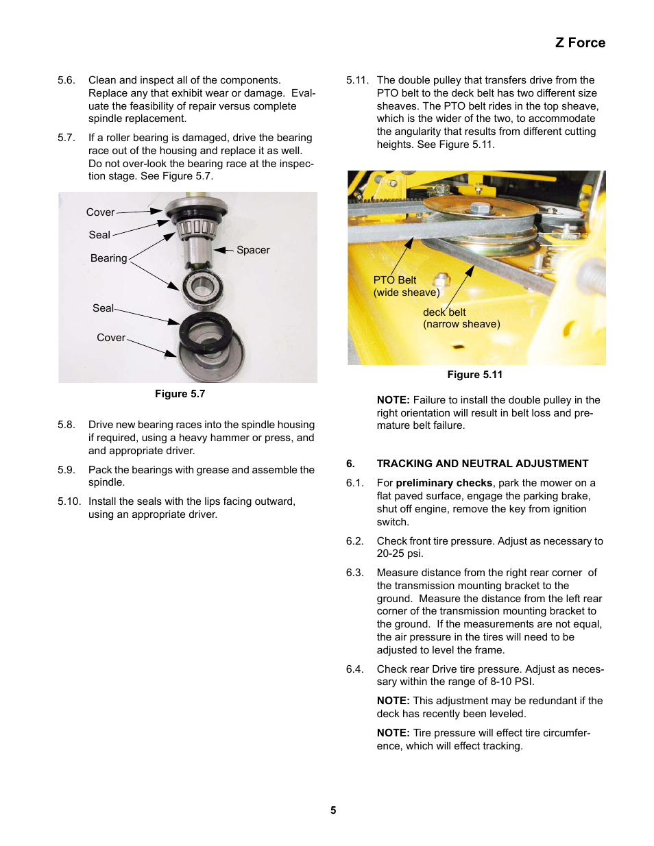 Tracking and neutral adjustment, Z force | Cub Cadet Z-Force Series User Manual | Page 9 / 34