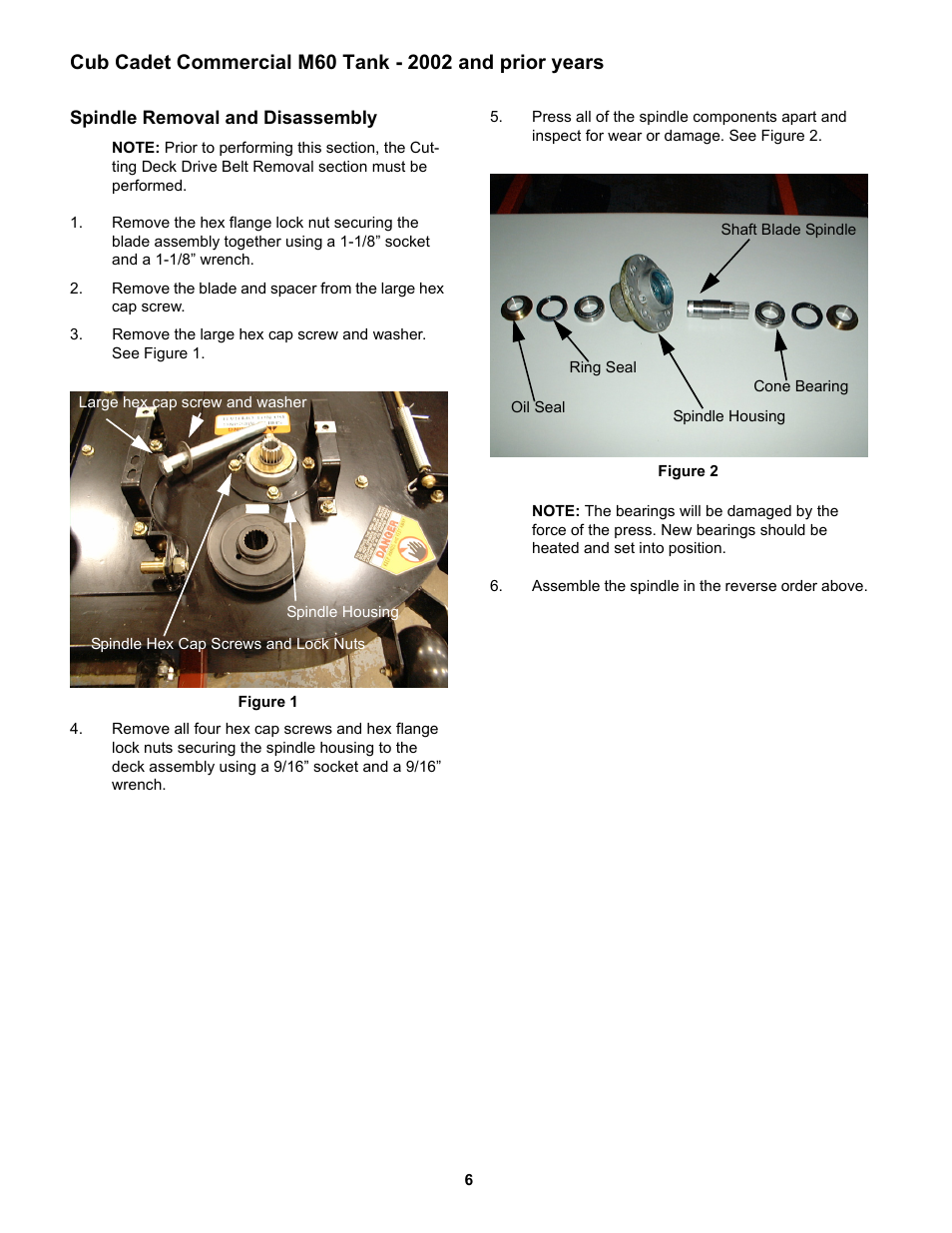 Spindle removal and disassembly | Cub Cadet MMZ Rider User Manual | Page 10 / 64