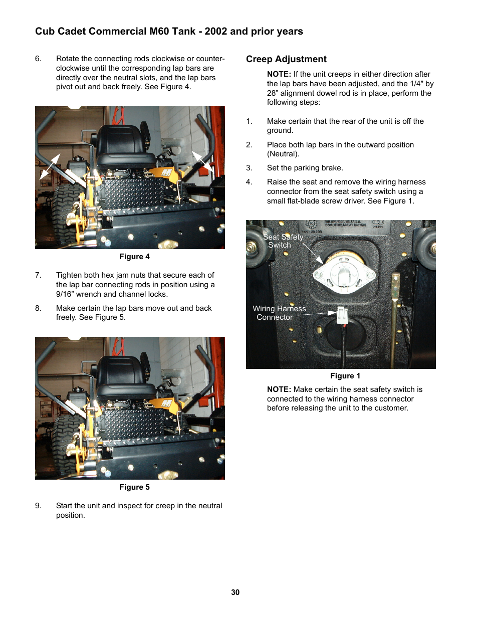 Creep adjustment | Cub Cadet MMZ Rider User Manual | Page 34 / 64