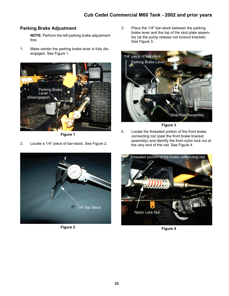 Parking brake adjustment | Cub Cadet MMZ Rider User Manual | Page 37 / 64