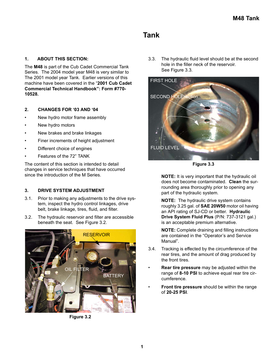 About this section, Changes for 'o3 and '04, Drive system adjustment | M48 tank | Cub Cadet MMZ Rider User Manual | Page 43 / 64