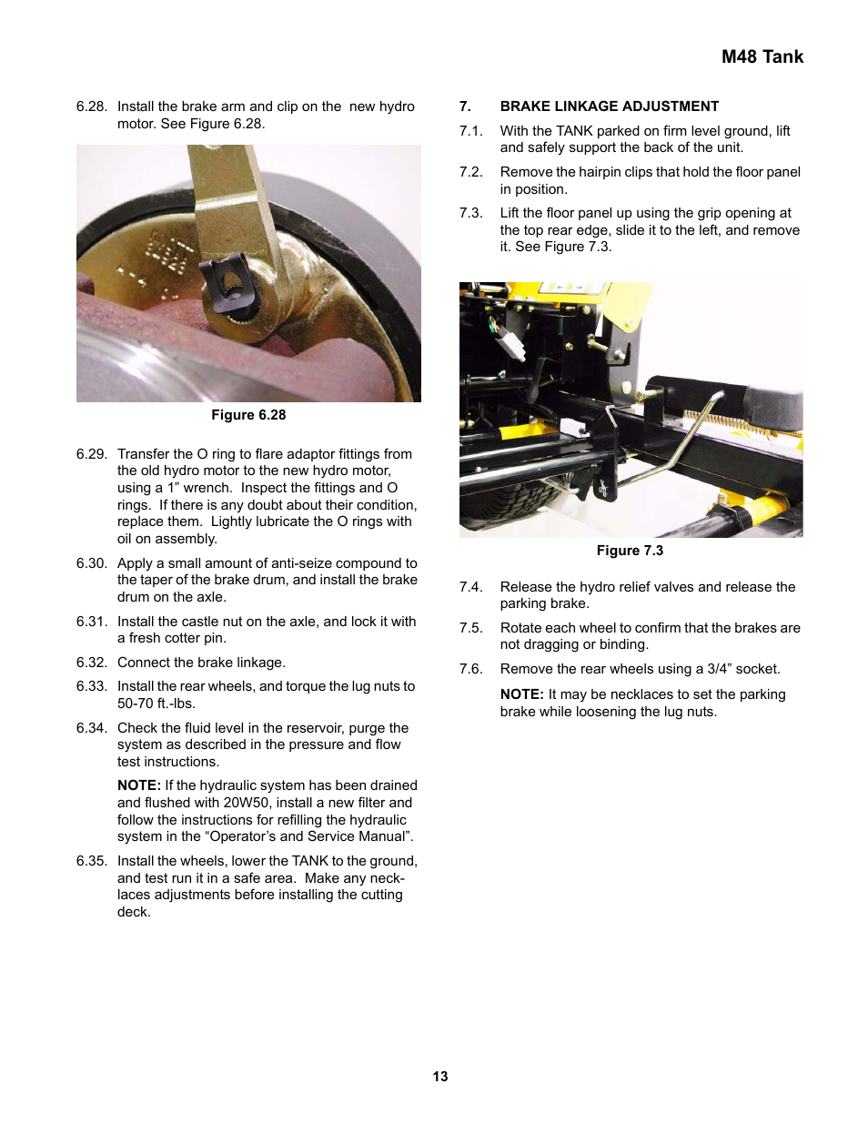 Brake linkage adjustment, M48 tank | Cub Cadet MMZ Rider User Manual | Page 55 / 64
