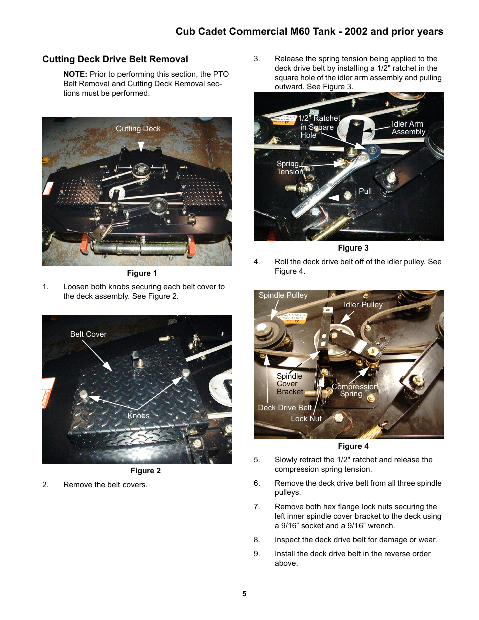 Cutting deck drive belt removal | Cub Cadet MMZ Rider User Manual | Page 9 / 64