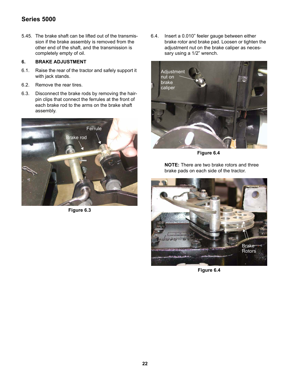 Brake adjustment, Series 5000 | Cub Cadet 5000 Series User Manual | Page 26 / 28