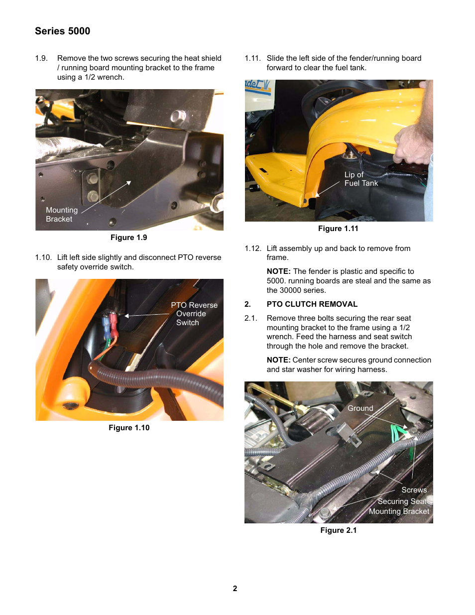 Pto clutch removal, Series 5000 | Cub Cadet 5000 Series User Manual | Page 6 / 28