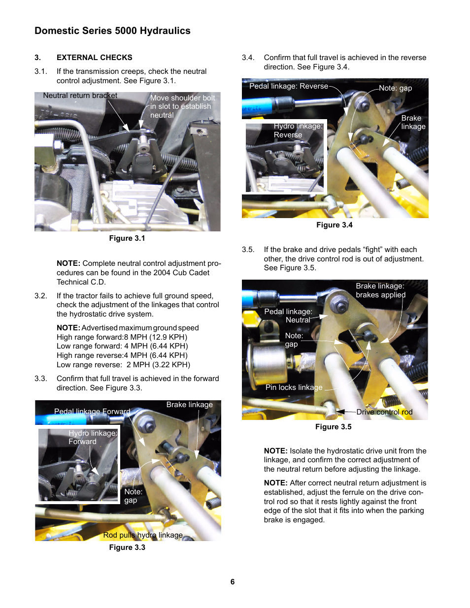 External checks, Domestic series 5000 hydraulics | Cub Cadet 5000 Series User Manual | Page 10 / 96