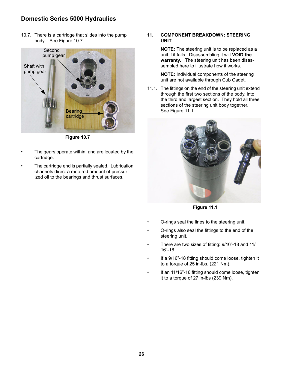 Component breakdown: steering unit, Domestic series 5000 hydraulics | Cub Cadet 5000 Series User Manual | Page 30 / 96