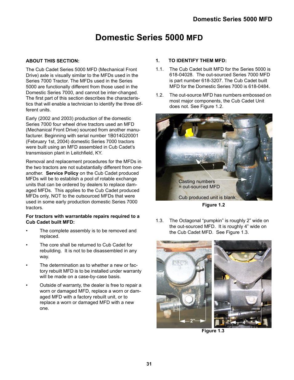 Domestic series 5000 mfd, Identify the mfd, Identifying the mfd: domestic series 5000 mfd | Domestic series 5000 | Cub Cadet 5000 Series User Manual | Page 35 / 96