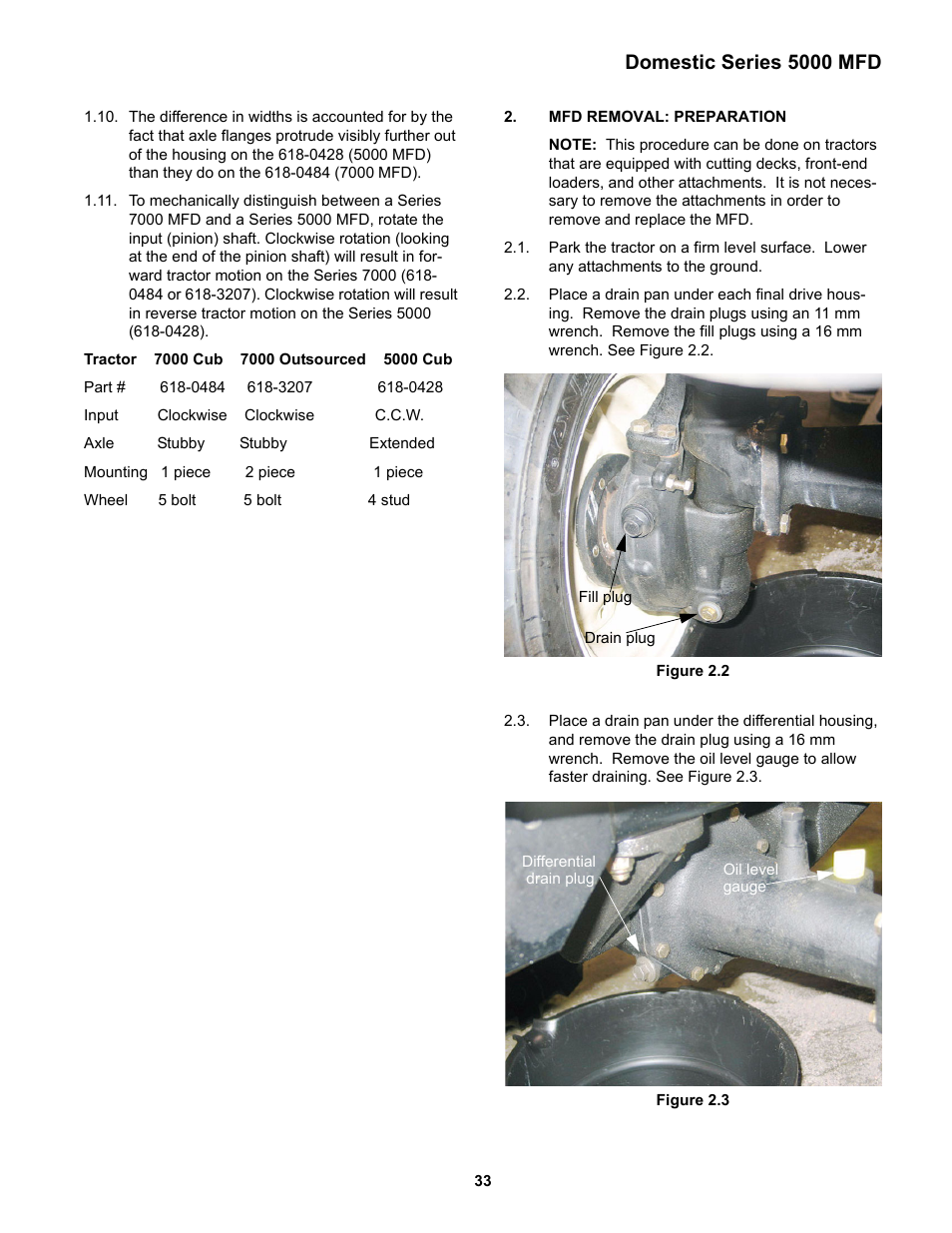 Mfd removal: preparation, Domestic series 5000 mfd | Cub Cadet 5000 Series User Manual | Page 37 / 96