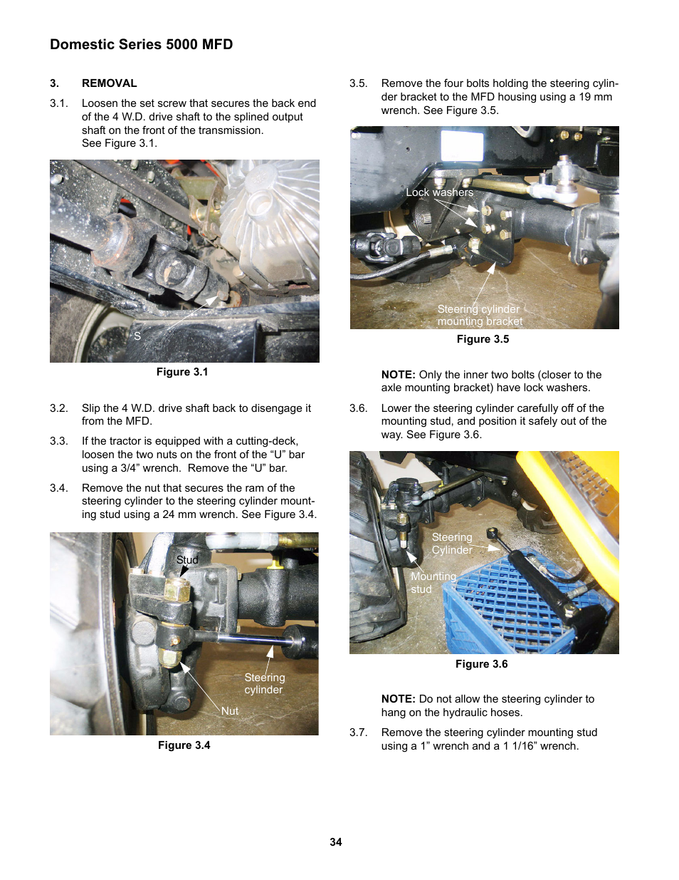 Removal, Domestic series 5000 mfd | Cub Cadet 5000 Series User Manual | Page 38 / 96