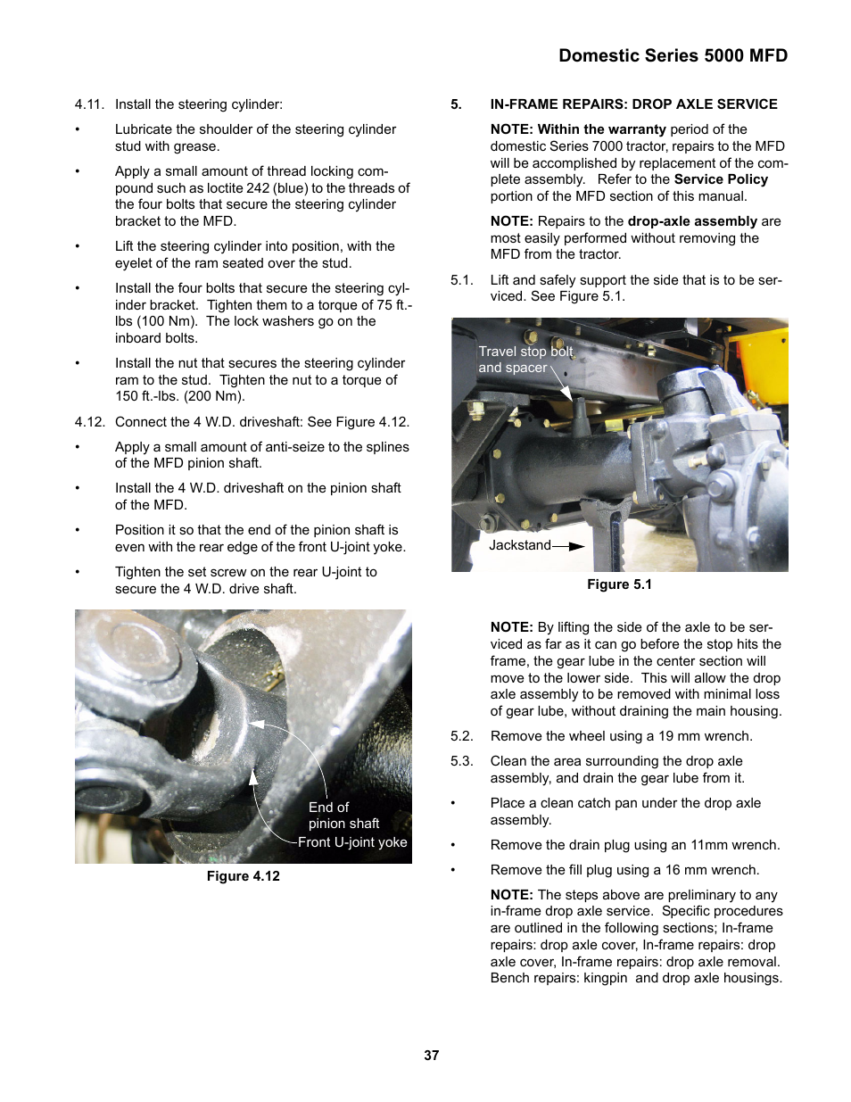 In-frame repairs: drop axle service, Domestic series 5000 mfd | Cub Cadet 5000 Series User Manual | Page 41 / 96