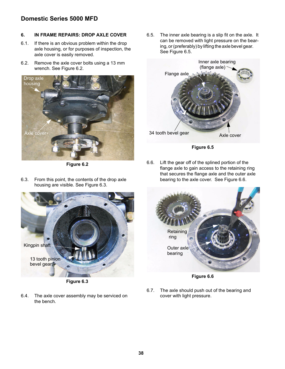 In frame repairs: drop axle cover, Domestic series 5000 mfd | Cub Cadet 5000 Series User Manual | Page 42 / 96
