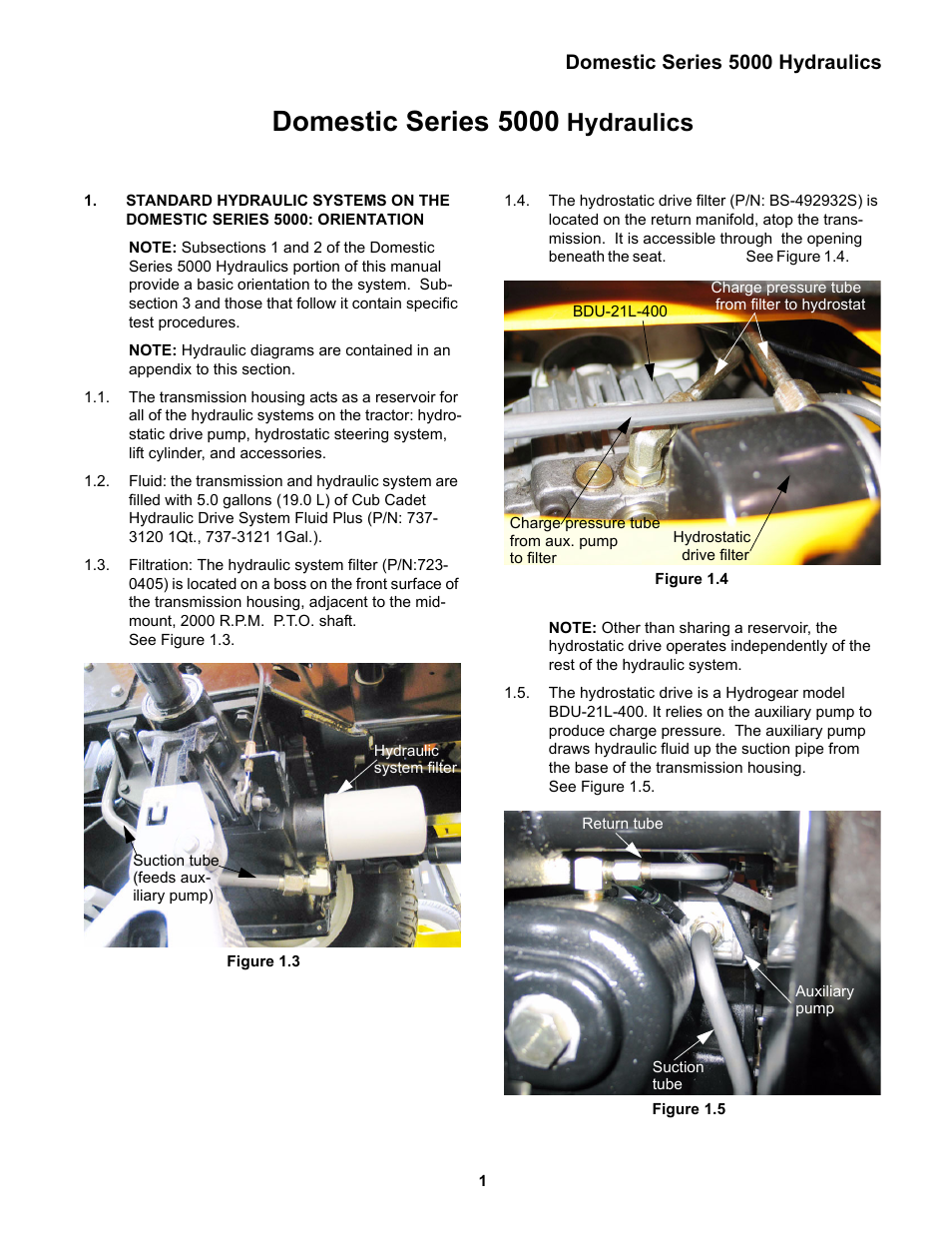 Domestic series 5000 hydraulics, Domestic series 5000, Hydraulics | Cub Cadet 5000 Series User Manual | Page 5 / 96