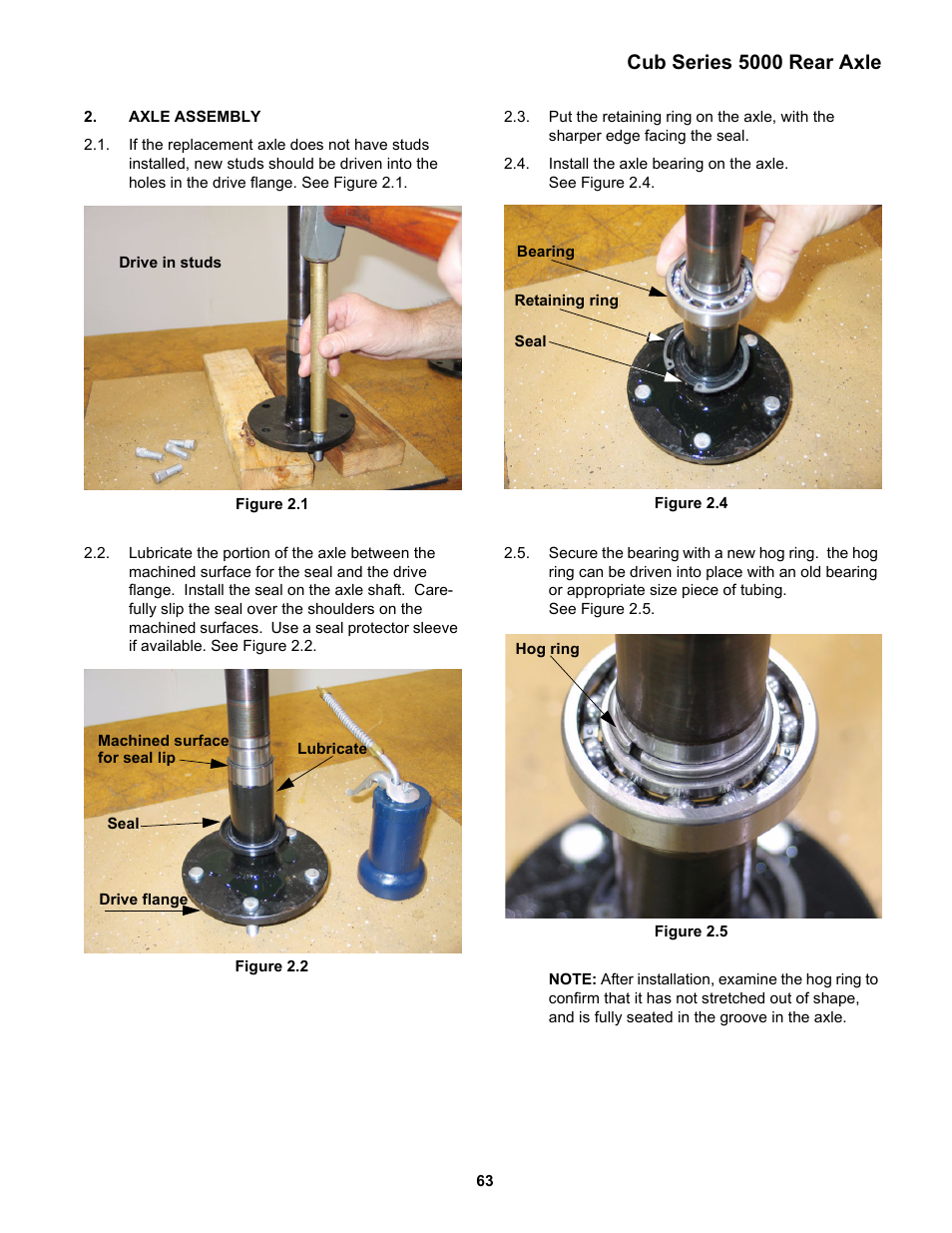 Axle assembly, Cub series 5000 rear axle | Cub Cadet 5000 Series User Manual | Page 67 / 96