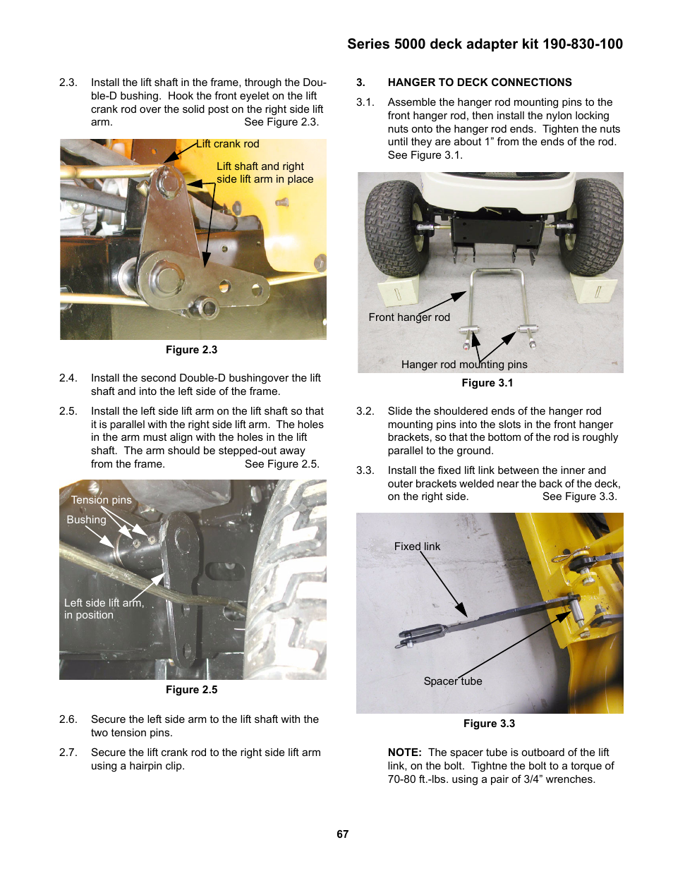 Hanger to deck connections | Cub Cadet 5000 Series User Manual | Page 71 / 96