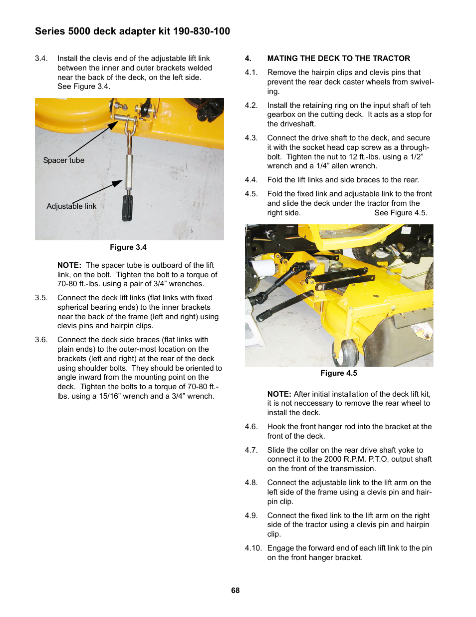 Mating the deck to the tractor | Cub Cadet 5000 Series User Manual | Page 72 / 96