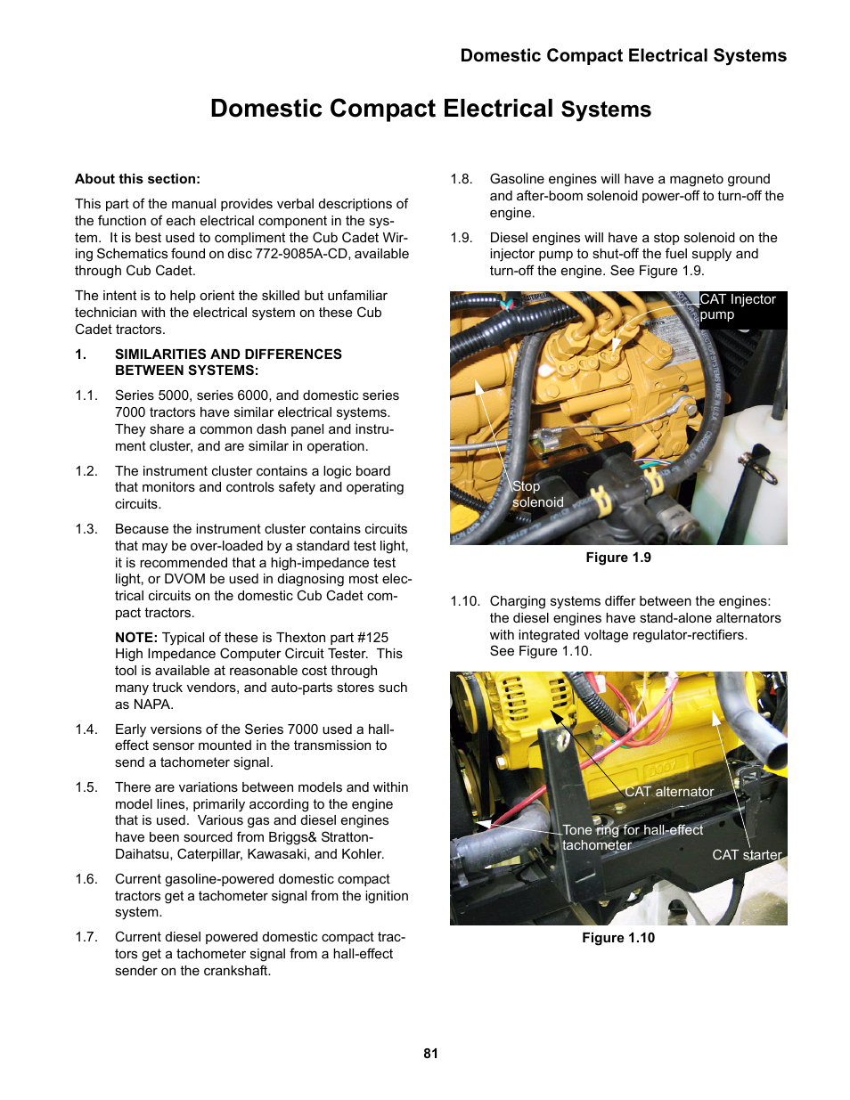Domestic compact electrical systems, Similarities and differences between systems, Domestic compact electrical | Systems | Cub Cadet 5000 Series User Manual | Page 85 / 96