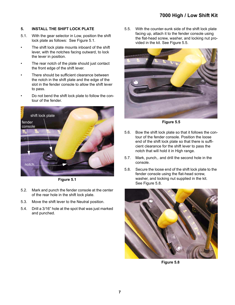 Install the shift lock plate, 7000 high / low shift kit | Cub Cadet 7000 Domestic Hi/Lo Shift User Manual | Page 11 / 13