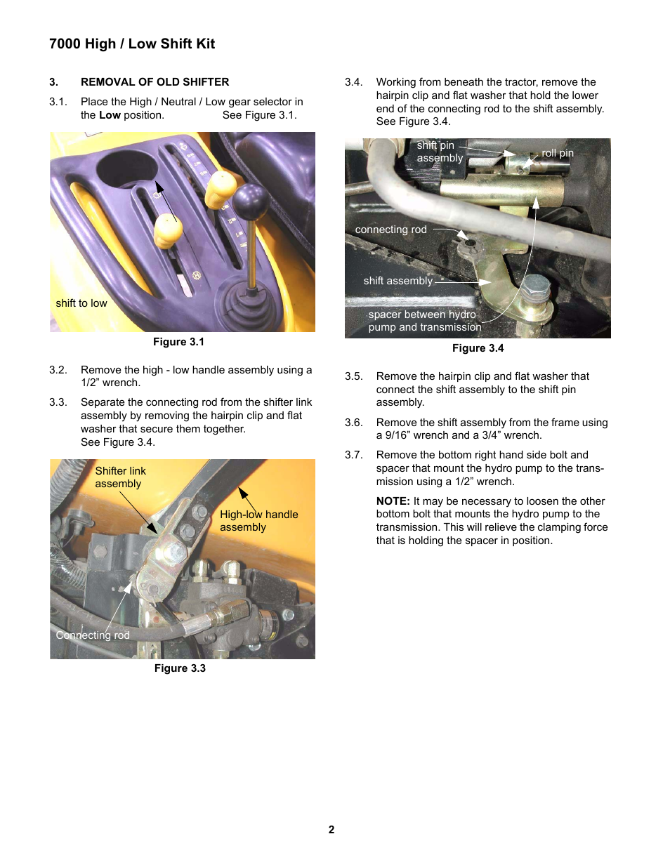 Removal of old shifter, 7000 high / low shift kit | Cub Cadet 7000 Domestic Hi/Lo Shift User Manual | Page 6 / 13