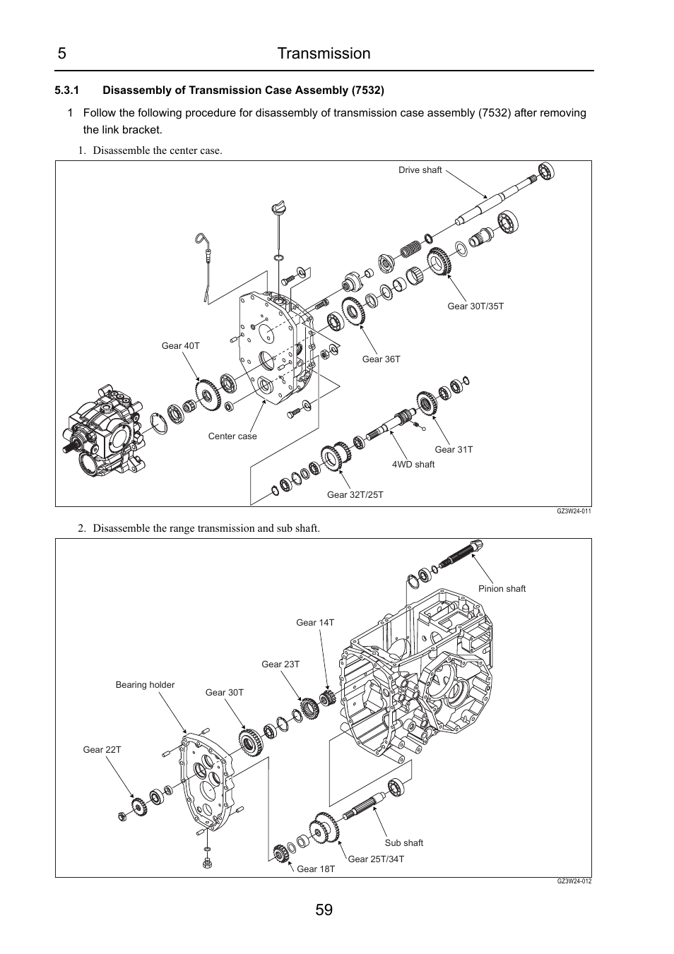 1 disassembly of transmission case assembly (7532), 5transmission 59 | Cub Cadet 7532 User Manual | Page 100 / 232