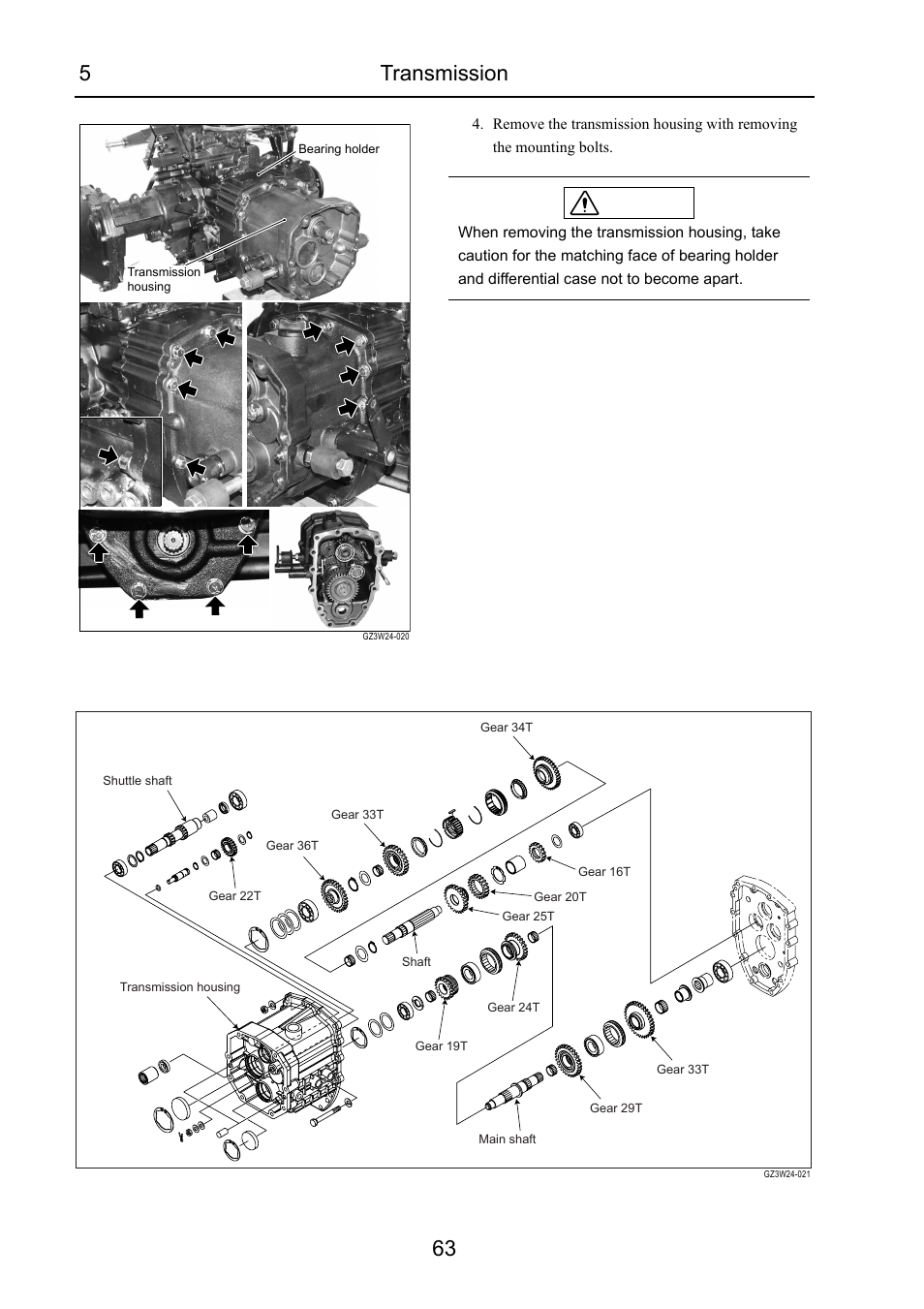 5transmission 63, Caution | Cub Cadet 7532 User Manual | Page 104 / 232