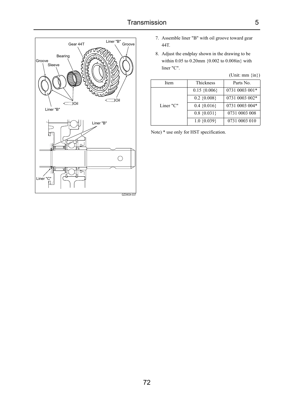 Transmission 5 72 | Cub Cadet 7532 User Manual | Page 113 / 232