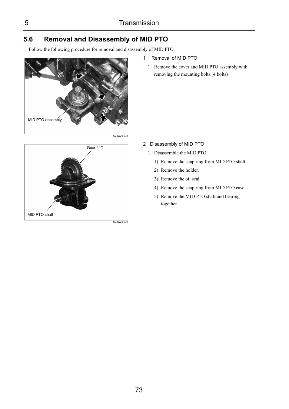 6 removal and disassembly of mid pto, Removal and disassembly of mid pto | Cub Cadet 7532 User Manual | Page 114 / 232