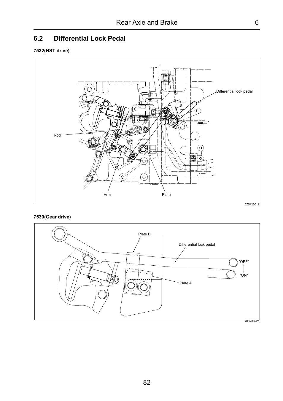 2 differential lock pedal, Differential lock pedal | Cub Cadet 7532 User Manual | Page 123 / 232