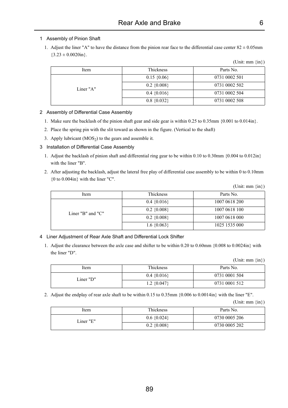 Rear axle and brake 6 89 | Cub Cadet 7532 User Manual | Page 131 / 232