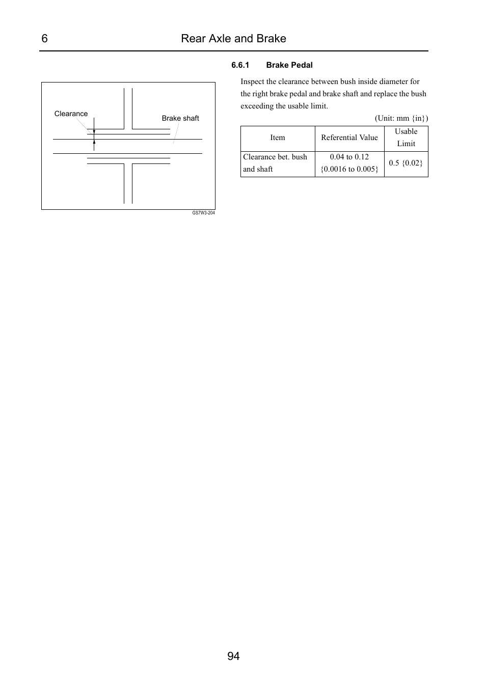 1 brake pedal, 6rear axle and brake 94 | Cub Cadet 7532 User Manual | Page 136 / 232