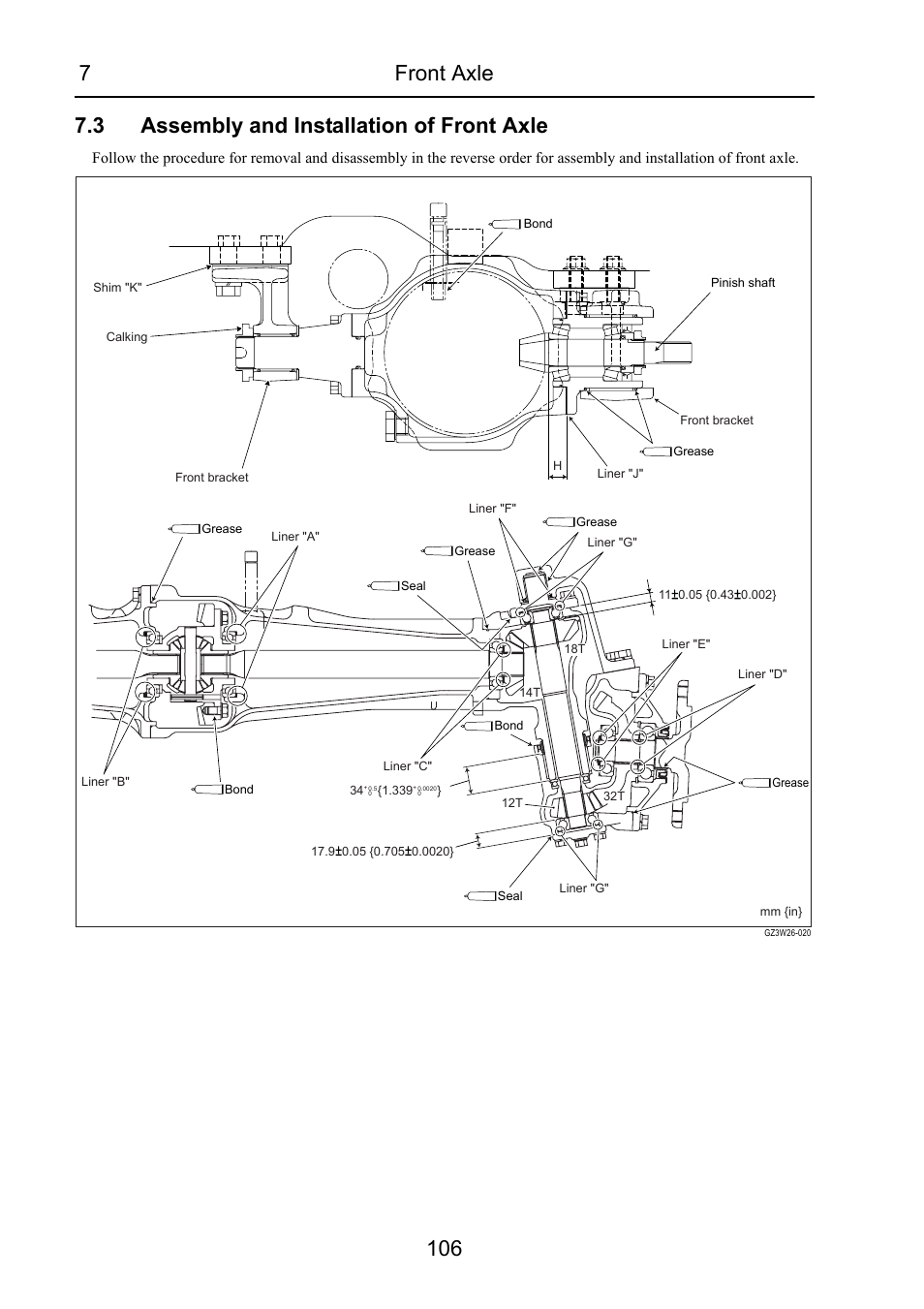 3 assembly and installation of front axle, Assembly and installation of front axle | Cub Cadet 7532 User Manual | Page 148 / 232