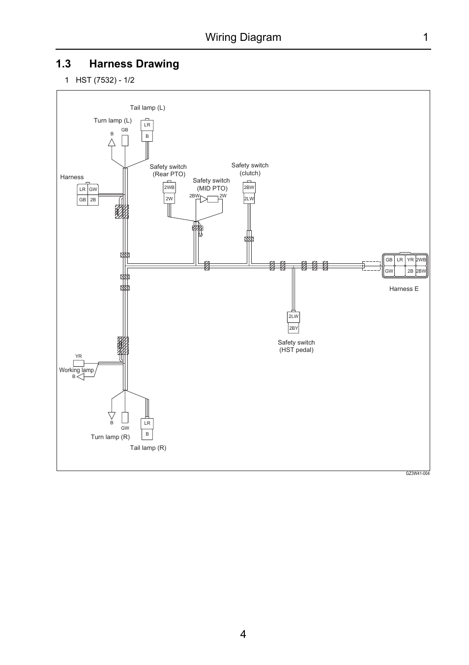 3 harness drawing, Wiring diagram 1 4 1.3 harness drawing | Cub Cadet 7532 User Manual | Page 217 / 232