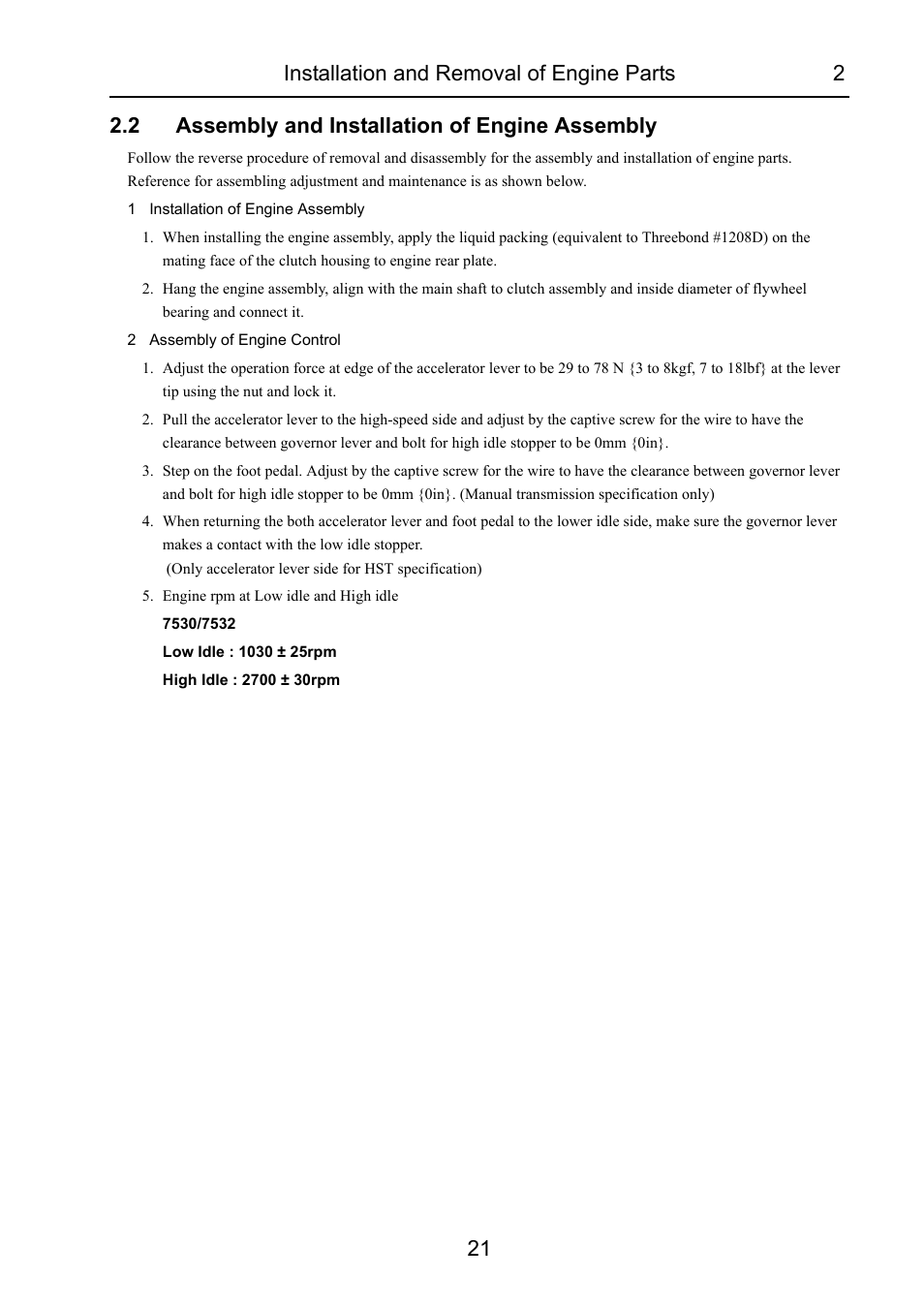 2 assembly and installation of engine assembly, Assembly and installation of engine assembly | Cub Cadet 7532 User Manual | Page 61 / 232