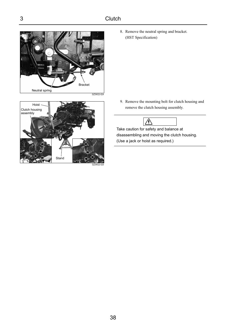3clutch 38, Caution | Cub Cadet 7532 User Manual | Page 78 / 232