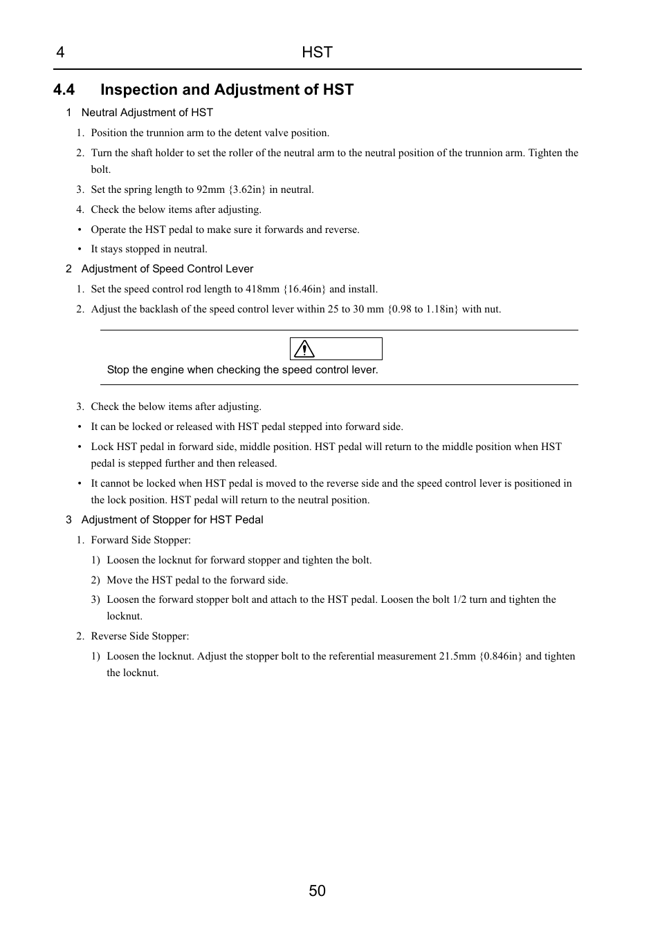 4 inspection and adjustment of hst, Inspection and adjustment of hst | Cub Cadet 7532 User Manual | Page 90 / 232