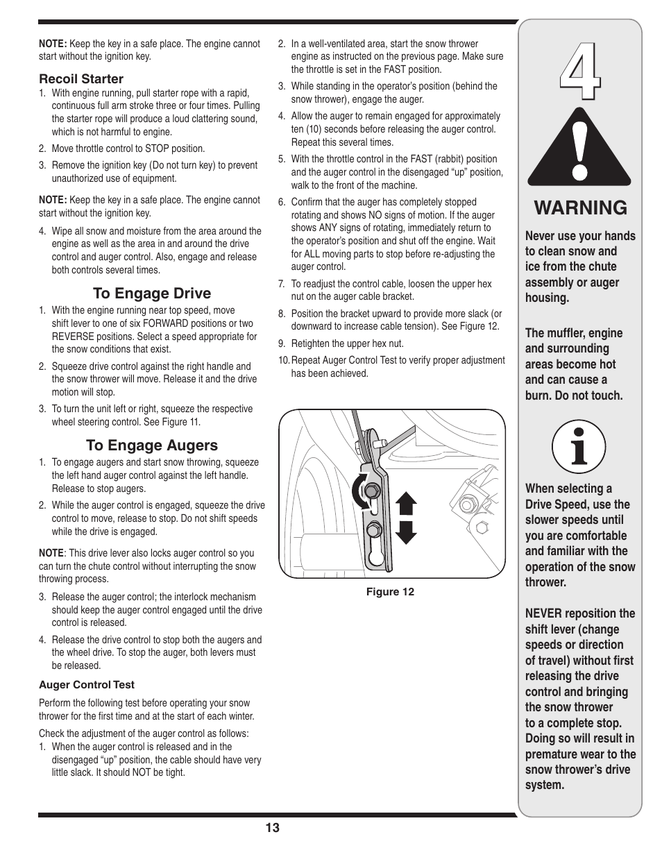 Warning | Cub Cadet SW10530 User Manual | Page 13 / 22