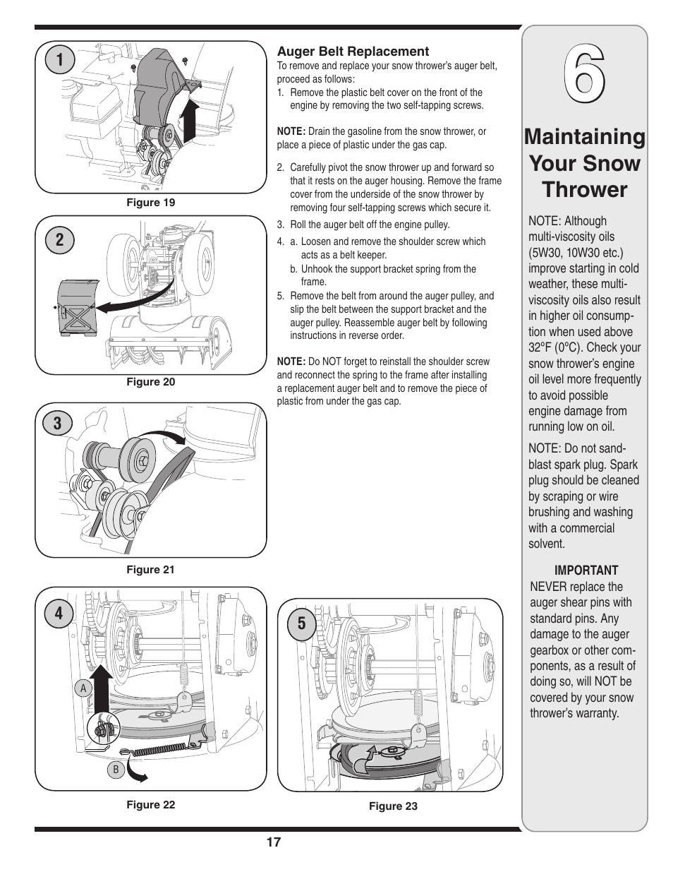 Maintaining your snow thrower | Cub Cadet SW10530 User Manual | Page 17 / 22