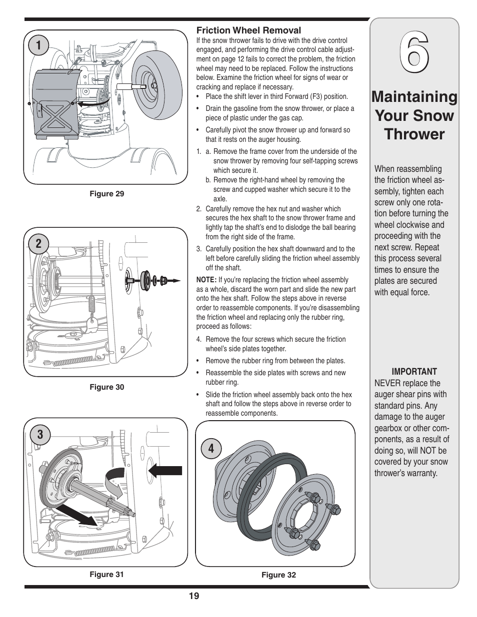 Maintaining your snow thrower | Cub Cadet SW10530 User Manual | Page 19 / 22