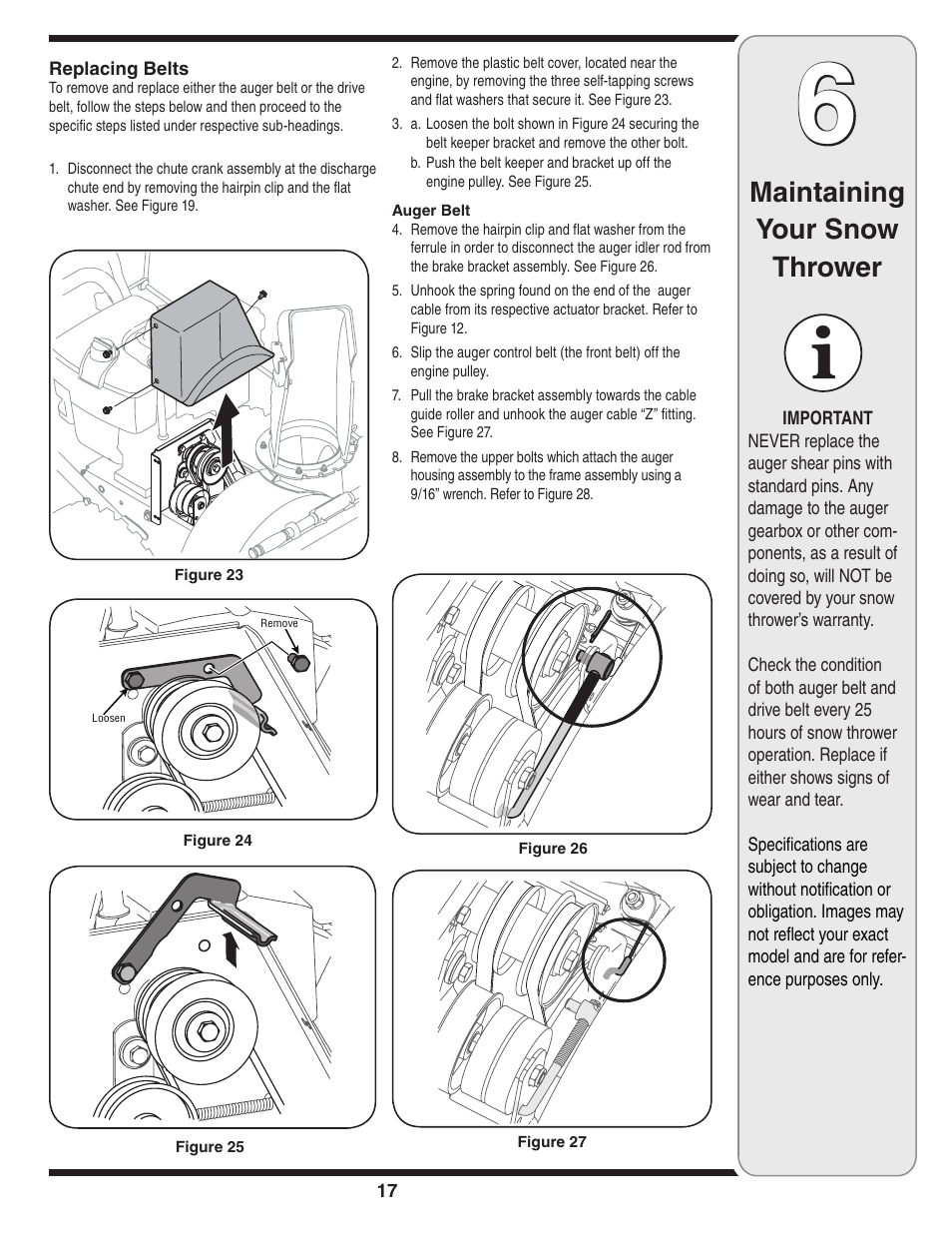 Maintaining your snow thrower | Cub Cadet SW1345L User Manual | Page 17 / 23