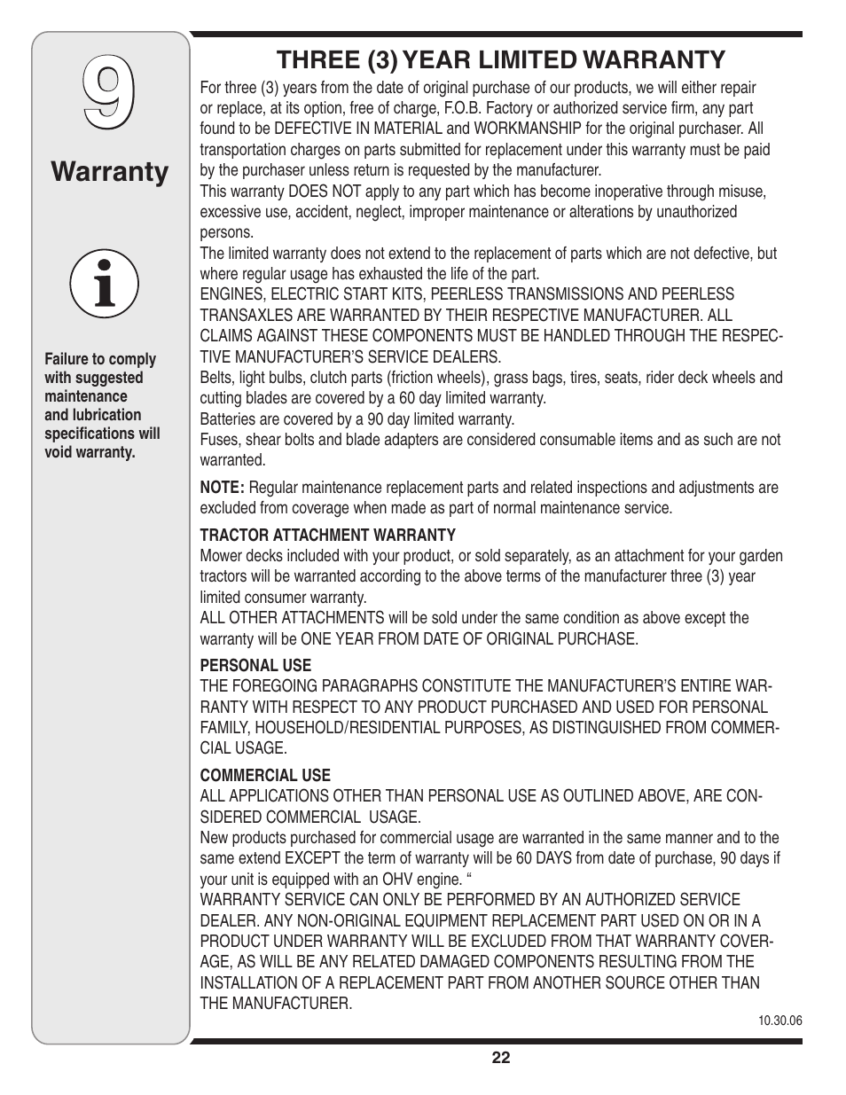Cub Cadet 31AE9M6G596 User Manual | Page 22 / 23