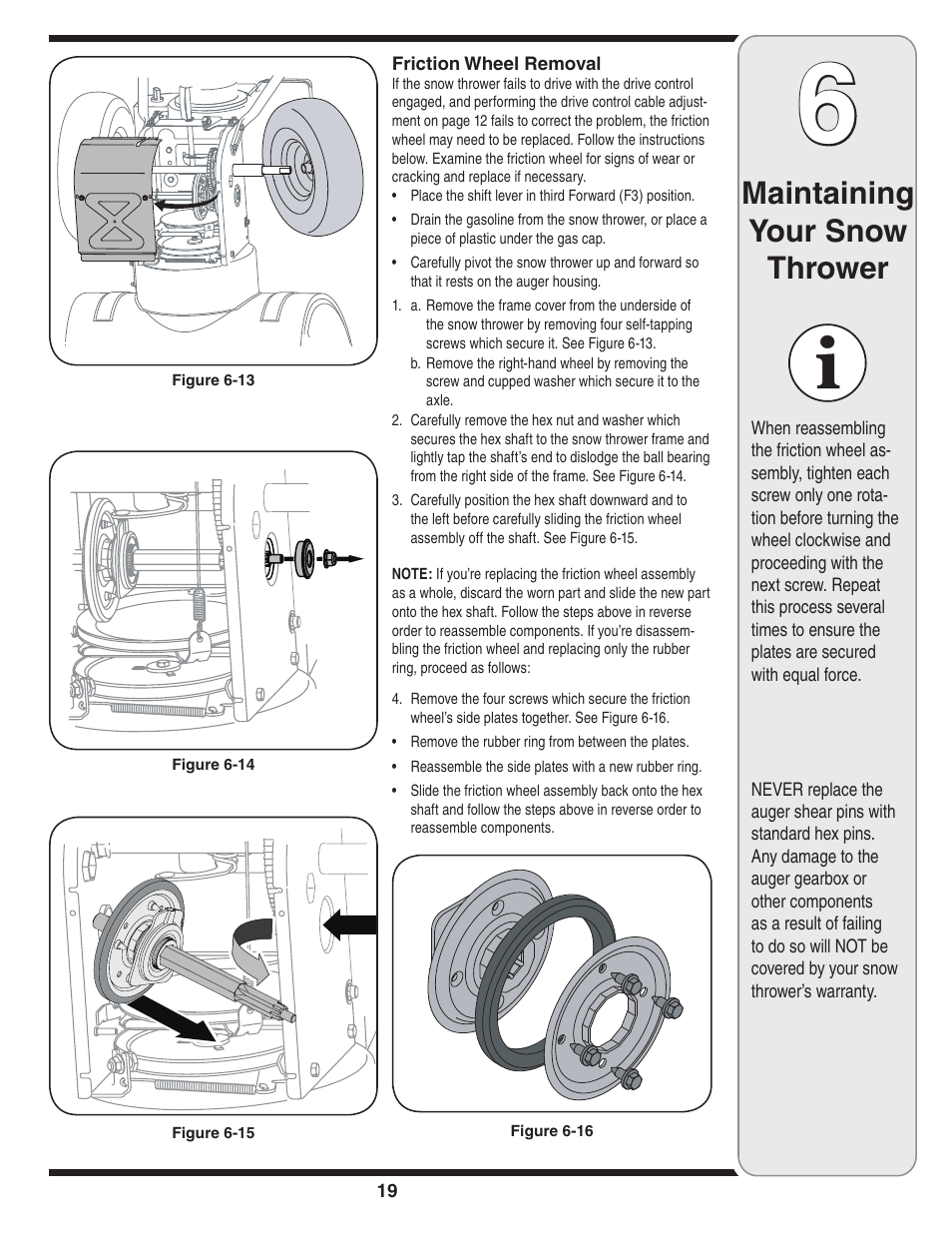 Maintaining your snow thrower | Cub Cadet 31AH6DLE596 User Manual | Page 19 / 23