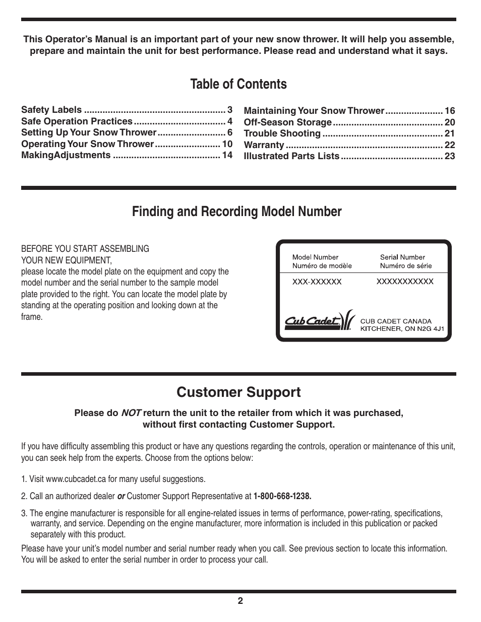 Cub Cadet 31AH6DLE596 User Manual | Page 2 / 23