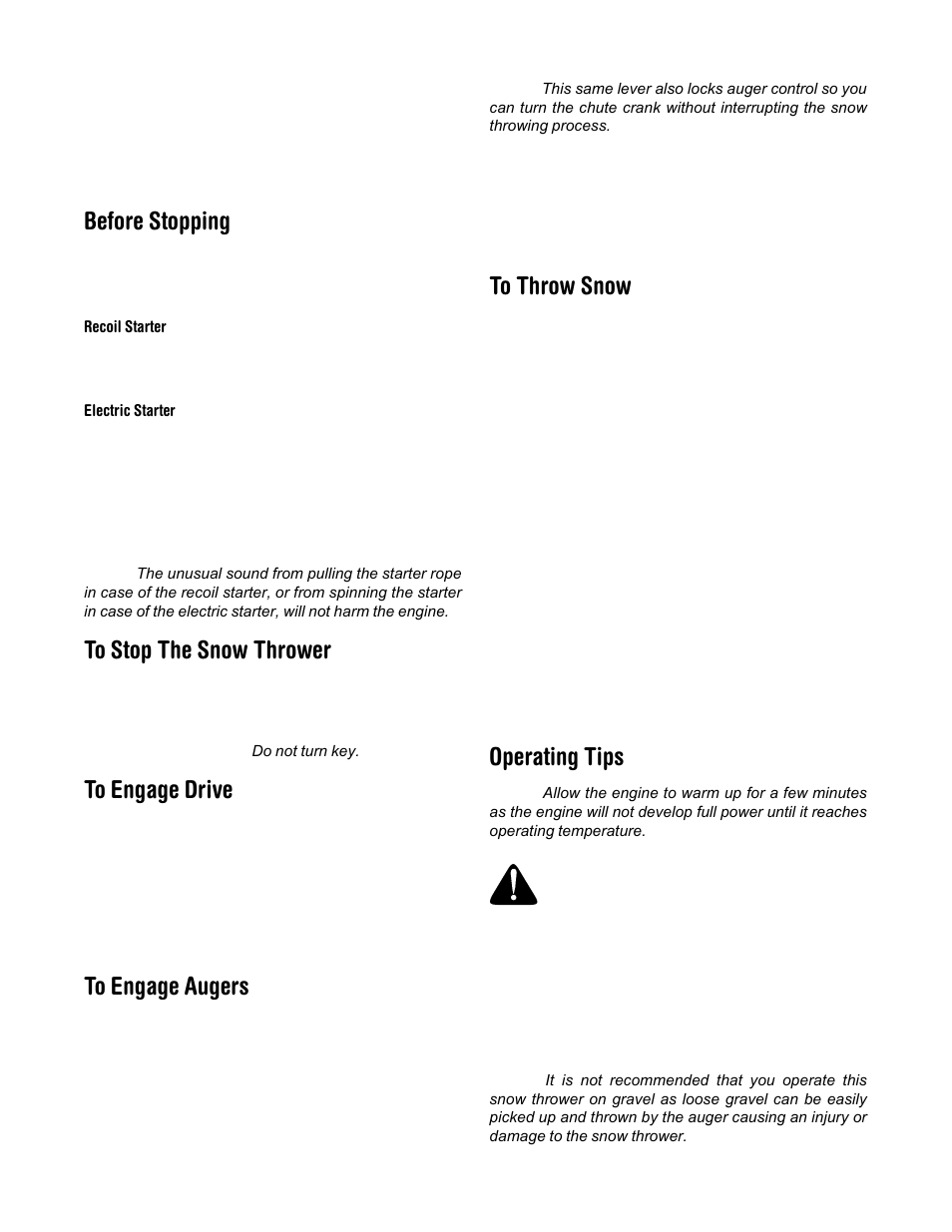 Before stopping, Operating tips | Cub Cadet 500 series User Manual | Page 11 / 19