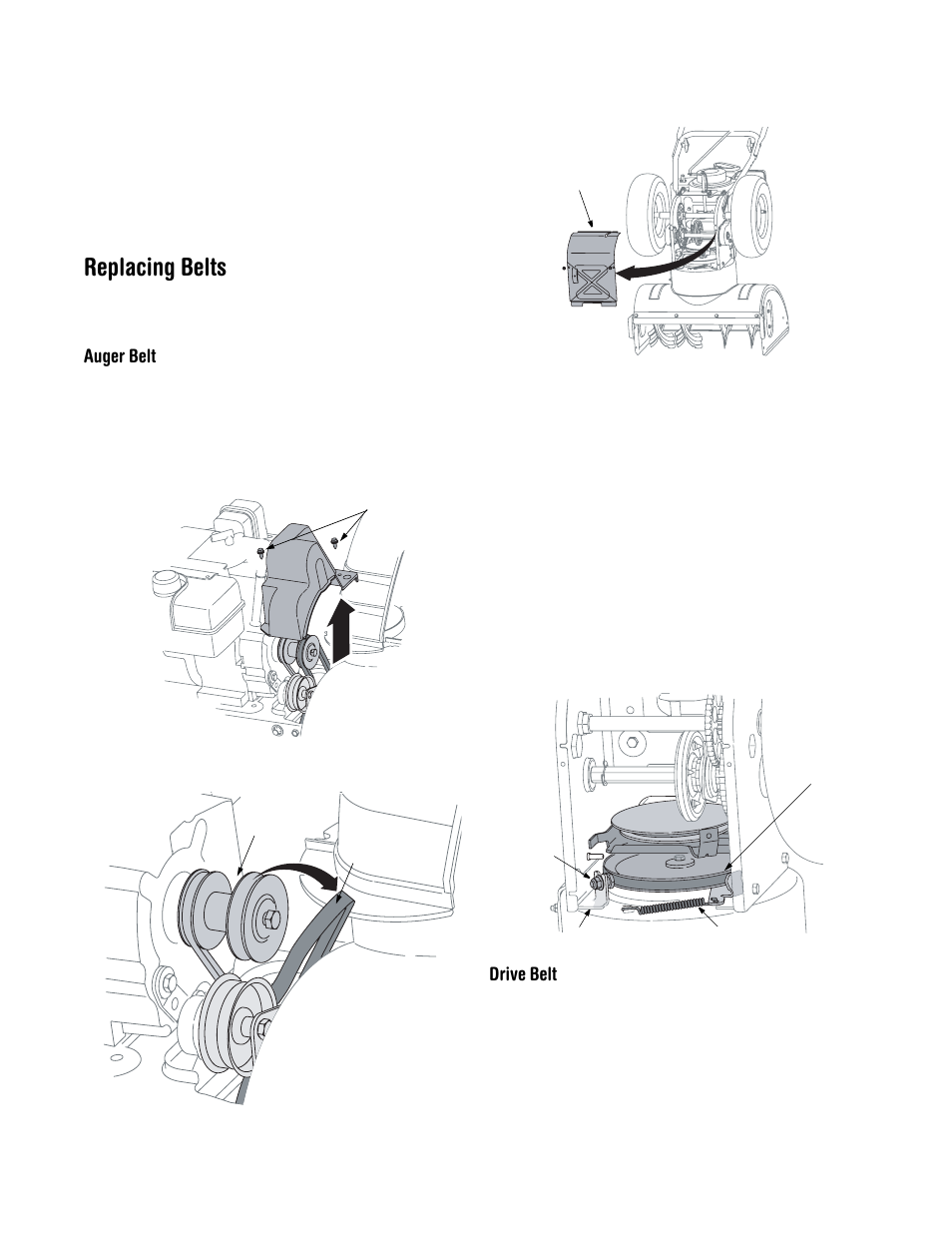 Replacing belts | Cub Cadet 600 series User Manual | Page 17 / 21