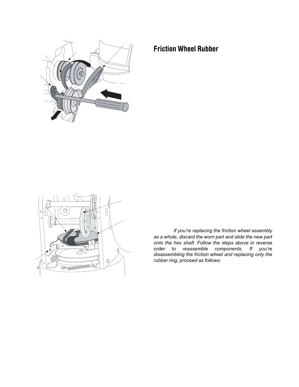 Friction wheel rubber | Cub Cadet 600 series User Manual | Page 18 / 21