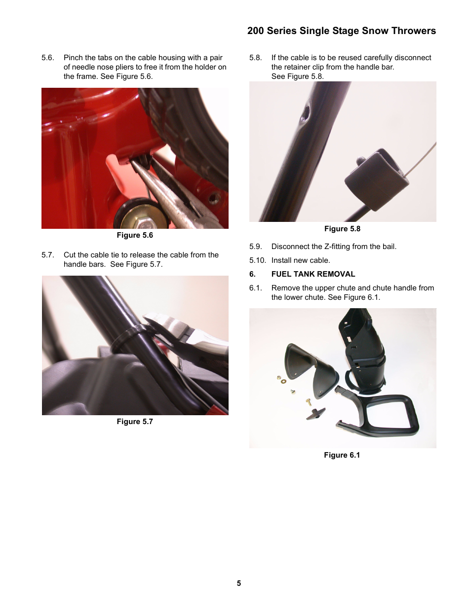 Fuel tank removal, 200 series single stage snow throwers | Cub Cadet 200 Series User Manual | Page 9 / 11